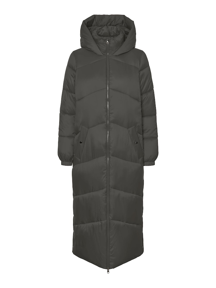VERO MODA Green Padded Hooded Longline Coat - Image 5 of 5