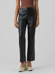 VERO MODA Black Faux Leather Straight Leg Trousers - Image 1 of 5
