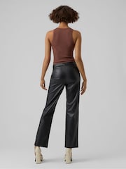 VERO MODA Black Faux Leather Straight Leg Trousers - Image 2 of 5