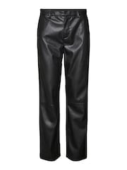 VERO MODA Black Faux Leather Straight Leg Trousers - Image 5 of 5