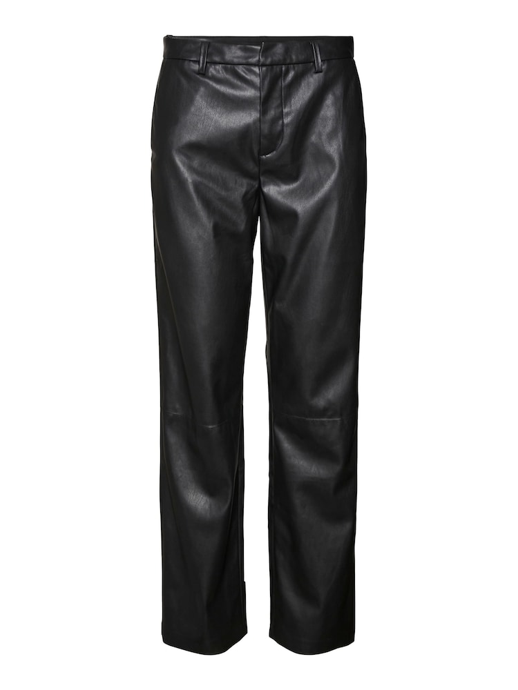 VERO MODA Black Faux Leather Straight Leg Trousers - Image 5 of 5