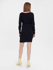 Черный - Вязаное платье-джемпер с V-образным вырезом и запахом Vero Moda - Image 2 of 4