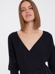 Черный - Вязаное платье-джемпер с V-образным вырезом и запахом Vero Moda - Image 4 of 4
