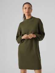 VERO MODA Green Puff Sleeve Jumper Dress - Image 1 of 5