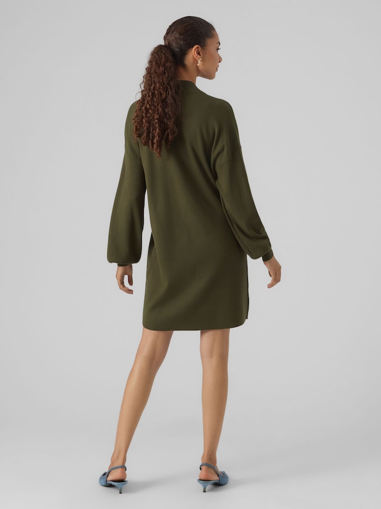 VERO MODA Green Puff Sleeve Jumper Dress - Image 2 of 5