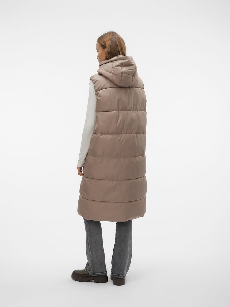 Песочный - Удлиненный дутый жилет с капюшоном Vero Moda - Image 2 of 6