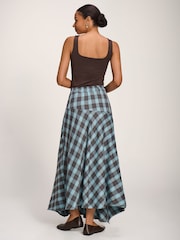 Jolie Moi Blue Asymmetric Check Maxi Skirt - Image 3 of 6