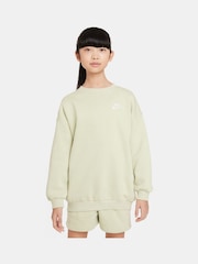 Оливково-зеленые - Флисовый свитшот свободного кроя Nike Club - Image 2 of 5
