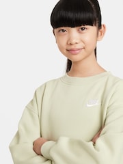 Оливково-зеленые - Флисовый свитшот свободного кроя Nike Club - Image 3 of 5