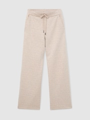 Reiss Neutral Sylvie Petite Herringbone Wide-Leg Drawstring Joggers - Image 2 of 7