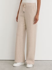 Reiss Neutral Sylvie Petite Herringbone Wide-Leg Drawstring Joggers - Image 3 of 7