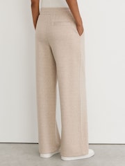 Reiss Neutral Sylvie Petite Herringbone Wide-Leg Drawstring Joggers - Image 5 of 7