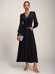 Jolie Moi Black Long Sleeve Soft Jersey Maxi Dress - Image 1 of 6