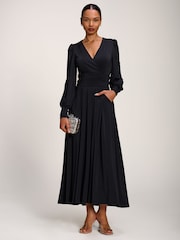Jolie Moi Black Long Sleeve Soft Jersey Maxi Dress - Image 3 of 6