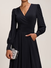 Jolie Moi Black Long Sleeve Soft Jersey Maxi Dress - Image 6 of 6