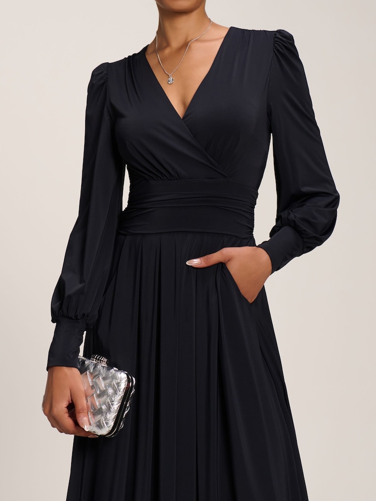 Jolie Moi Black Long Sleeve Soft Jersey Maxi Dress - Image 6 of 6