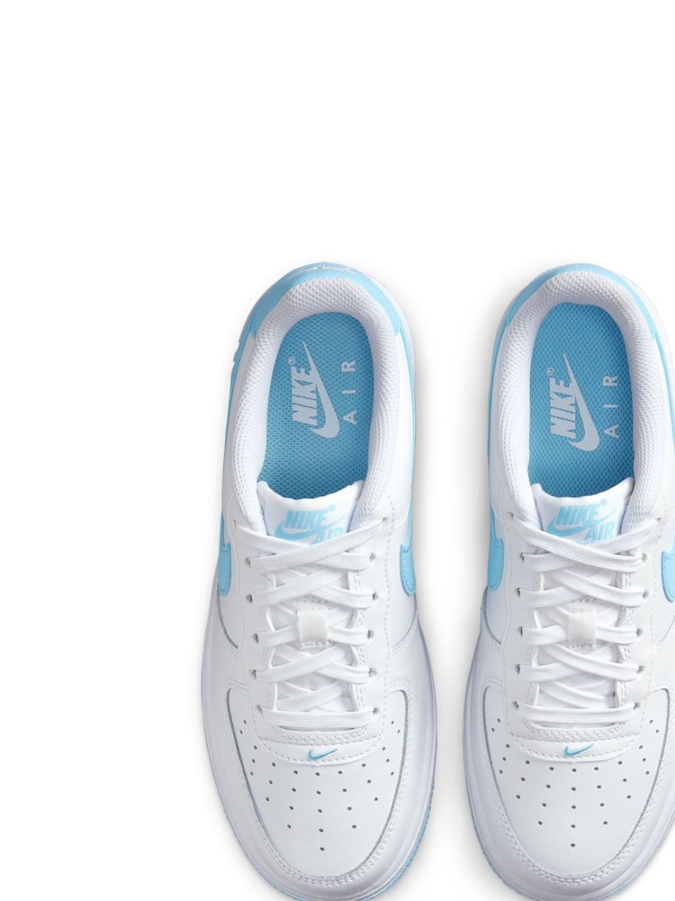 Biały/Aqua - Młodzieżowe buty sportowe Nike Air Force 1 - Image 5 of 9