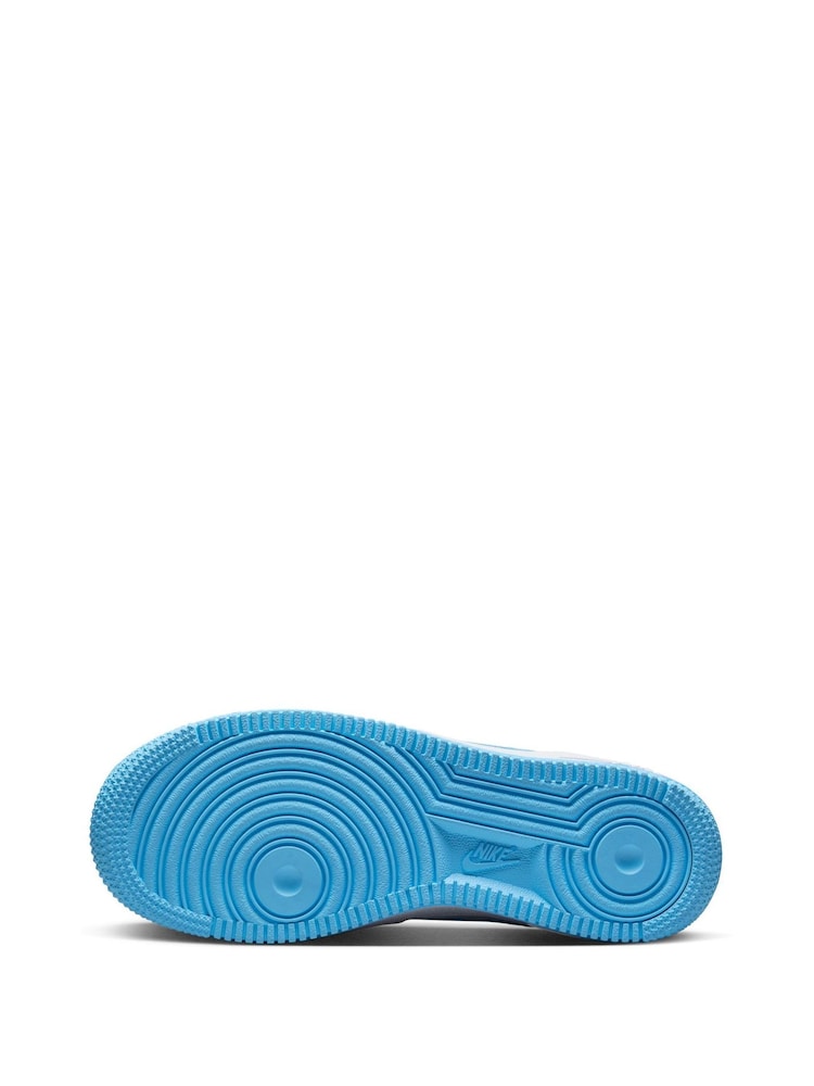 Biały/Aqua - Młodzieżowe buty sportowe Nike Air Force 1 - Image 8 of 9