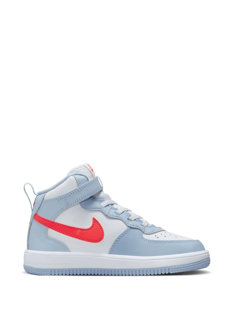 Nike Light Blue Air Force 1 Mid Easy On Trainers - Image 3 of 11