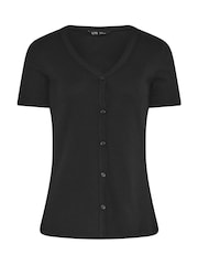 Long Tall Sally Black Button Through T-Shirt - Image 5 of 5