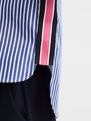 Reiss Blue Danica Teen Striped Cotton Shirt - Image 6 of 7