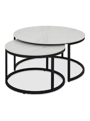 Bentley Designs Matt White Mateo Stone Nest Table - Image 2 of 4