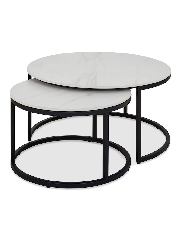 Bentley Designs Matt White Mateo Stone Nest Table - Image 2 of 4 Bentley Designs Matt White Mateo Stone Nest Table - Image 2 of 4