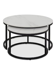 Bentley Designs Matt White Mateo Stone Nest Table - Image 3 of 4