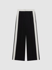 Reiss Black Bryn Contrast Waistband Pintuck Trousers - Image 2 of 6
