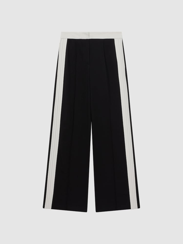 Reiss Black Bryn Contrast Waistband Pintuck Trousers - Image 2 of 6