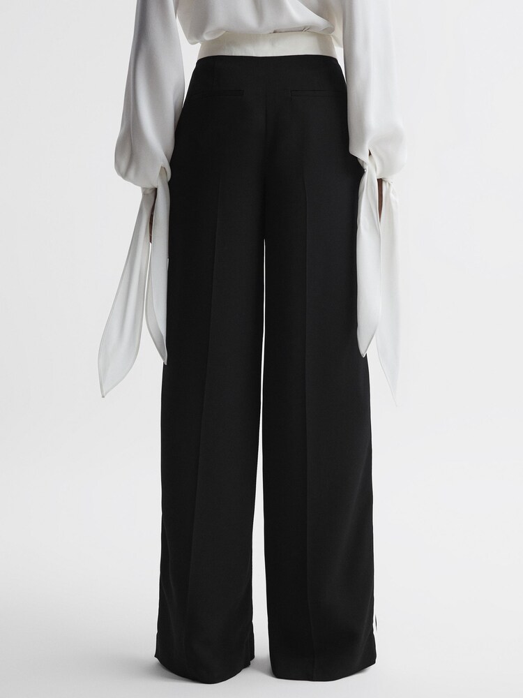 Reiss Black Bryn Contrast Waistband Pintuck Trousers - Image 6 of 6