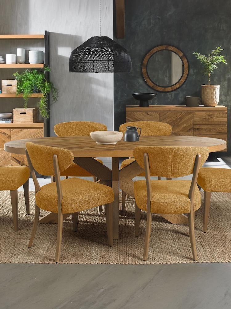 Bentley Designs Rustic Oak Ellipse Large 6 Seat Table Wooden Legs - Image 1 of 5 Bentley Designs Rustic Oak Ellipse Large 6 Seat Table Wooden Legs - Image 1 of 5
