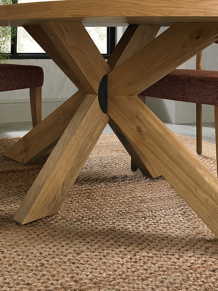 Bentley Designs Rustic Oak Ellipse Large 6 Seat Table Wooden Legs - Image 2 of 5 Bentley Designs Rustic Oak Ellipse Large 6 Seat Table Wooden Legs - Image 2 of 5