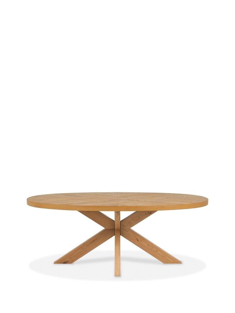 Bentley Designs Rustic Oak Ellipse Large 6 Seat Table Wooden Legs - Image 5 of 5 Bentley Designs Rustic Oak Ellipse Large 6 Seat Table Wooden Legs - Image 5 of 5