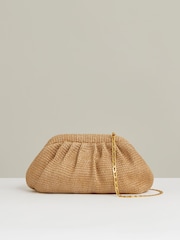 Reiss Natural Gia Raffia Clutch Bag - Image 1 of 6