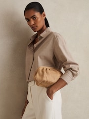 Reiss Natural Gia Raffia Clutch Bag - Image 2 of 6
