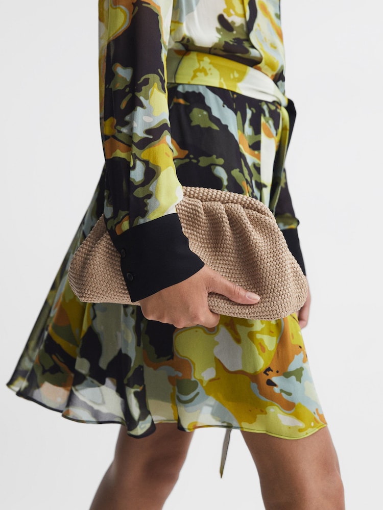 Reiss Natural Gia Raffia Clutch Bag - Image 6 of 6