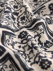 Black/White Linen Blend V-Neck 3/4 Sleeve Blouse - Image 6 of 6