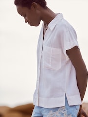 White Short Sleeve Cotton Shirt - Image 2 of 7