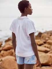 White Short Sleeve Cotton Shirt - Image 3 of 7