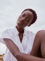 White Short Sleeve Cotton Shirt - Image 4 of 7