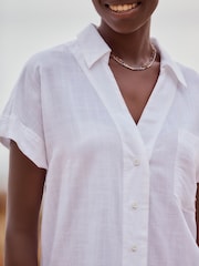 White Short Sleeve Cotton Shirt - Image 5 of 7