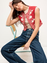 Red/White Floral Embroidery Waistcoat - Image 2 of 7