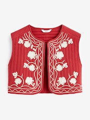 Red/White Floral Embroidery Waistcoat - Image 5 of 7