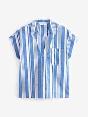 Blue/White Stripe Short Sleeve Cotton Shirt - Image 5 of 6
