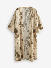 Khaki Green Tie Dye 3/4 Sleeve Kimono - Image 5 of 6