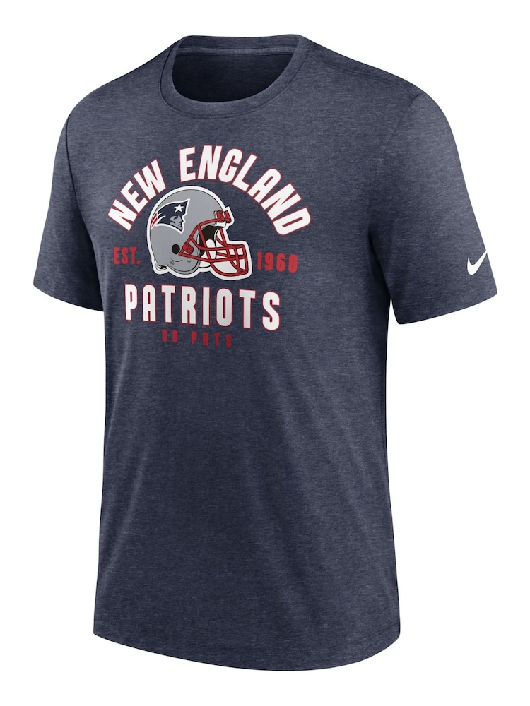 Fanatics Blue New England Patriots Triblend Helmet T-Shirt - Image 2 of 3 Fanatics Blue New England Patriots Triblend Helmet T-Shirt - Image 2 of 3