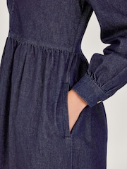 Monsoon Blue Alana Midi Zip 100% Cotton Dress - Image 3 of 6