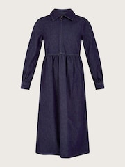 Monsoon Blue Alana Midi Zip 100% Cotton Dress - Image 6 of 6