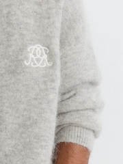 Reiss Eddie Monogram Brushed Wool-Blend Bomber Cardigan - 8суретінің 3 суреті